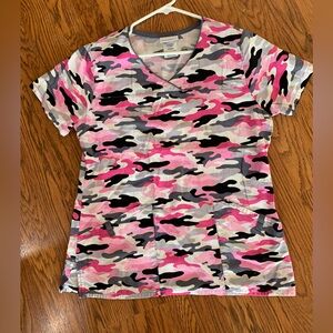 Scrub Star Pink Camo V-Neck Scrub Top
